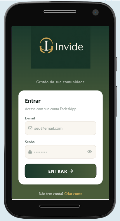 Tela do aplicativo Invide